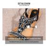 Women's 2025 Spring Rhinestone Bohemian Flat Sandals, Round Toe, Plus Size Available.
