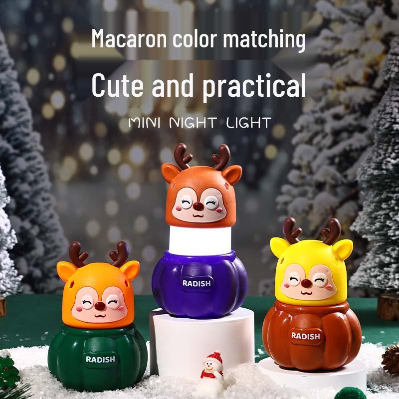 Cartoon Reindeer Night Light: Luminous Christmas Ornament & Student Gift
