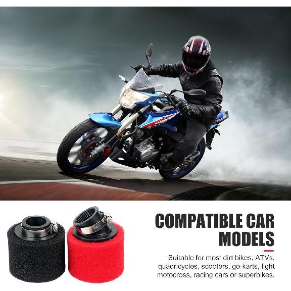 2 PCS Motorcycle Air Filter, Elbow Straight Sponge Air Filter, Repair Replacement Conversion Accessories, Fits for Most 50cc-300cc Motorcycles