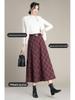 Woolen Plaid Pleated A-line Skirt - 2025 Winter Korean Style