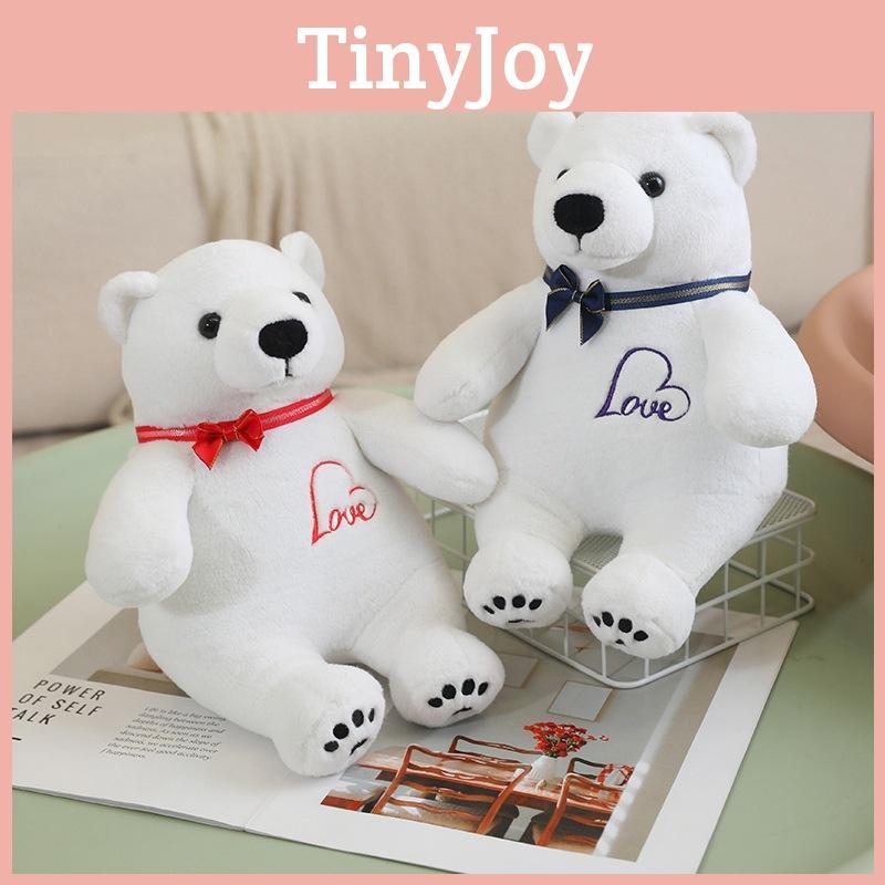 Bowtie White Bear Plush Toy Cartoon Animal Stuffed Doll Decoration Kids Gift