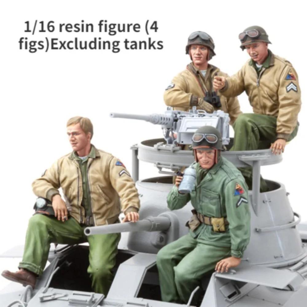 Resinová figurka v měřítku 1/16 Sestavená modelová stavebnice Voják US Army z 2. světové války 4 osoby Vojenská miniatura Nesestavená Nenabarvená