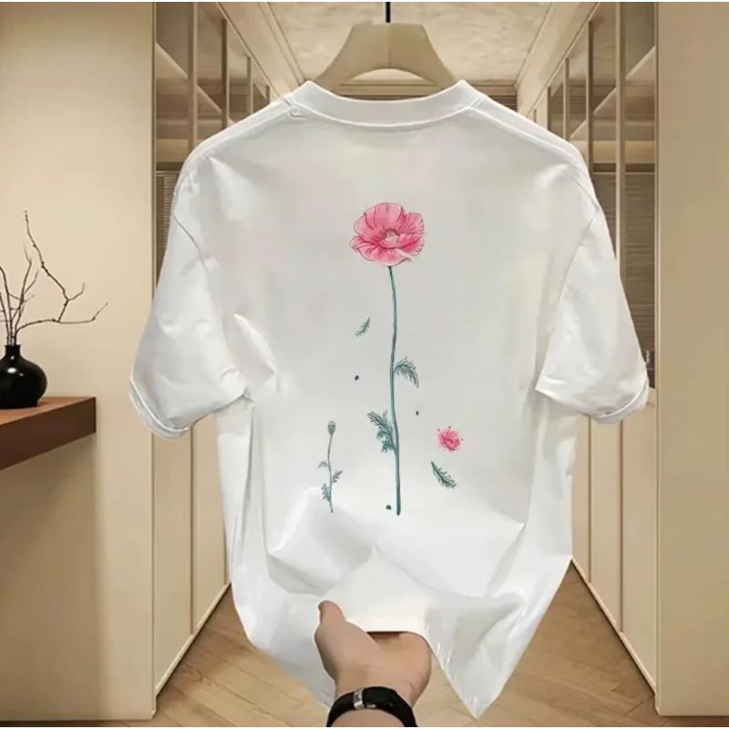 Unisexs Fitted Cotton Tshirts 5XL Black T Shirt Summer Wear Casual for Unisex Flower Print Tee Shirts White Unisex Clothing