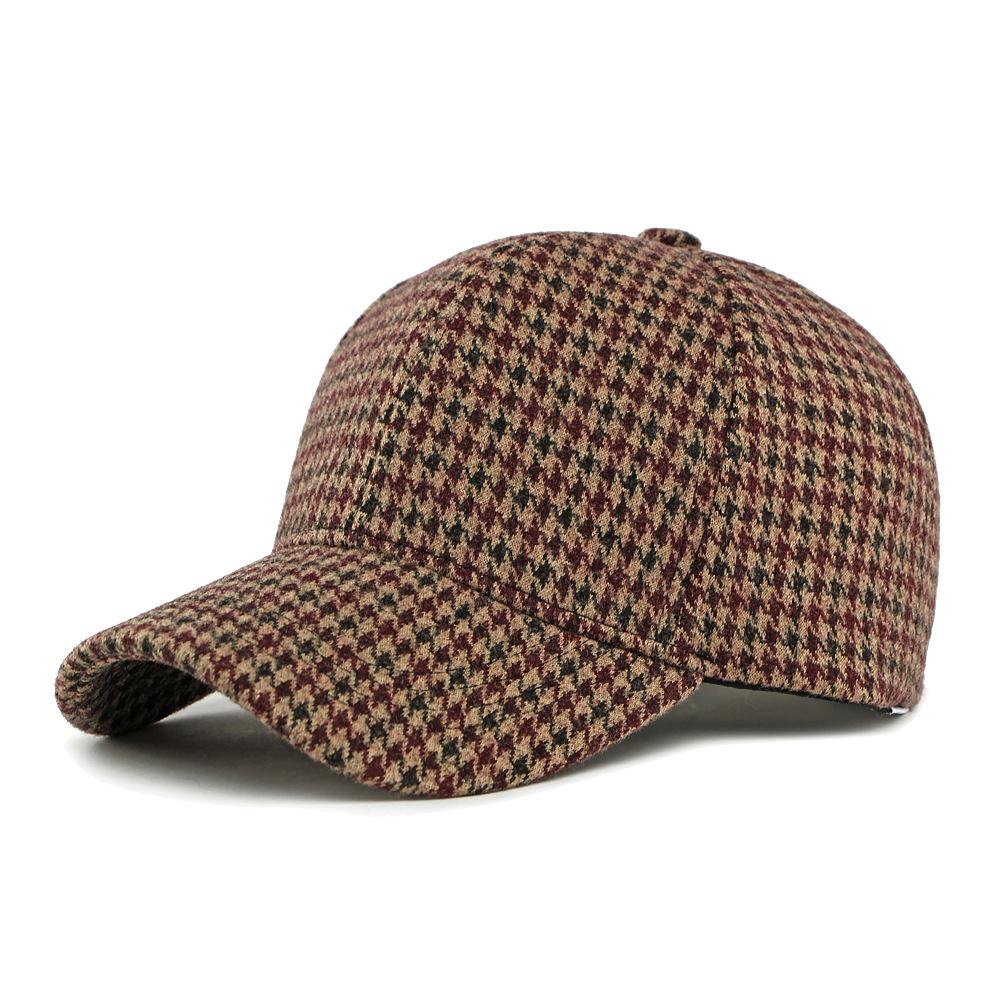 

Unisex Autumn Winter Houndstooth Baseball Cap Outdoor Sun Protection Sun Hat кавовий