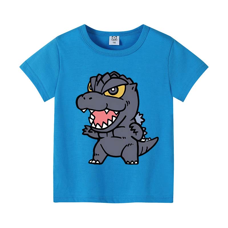 Godzilla Children Short Sleeve T Shirts Anime Character Print Polyester Tops Boys Cartoon Summer Casual Tees Kids Clothing Gifts