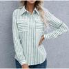 Women's Spring and Summer Striped Single Breasted Long Sleeve Shirt Women Elegant and Youth Woman Stylish Blouse