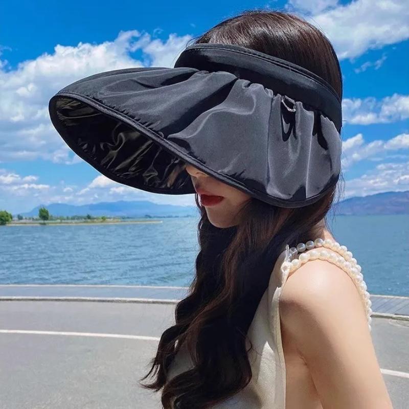 Upf50+ Sun Visor Hat Dual-Use Full Face Sun Protection Foldable Headband For Beach Hiking Outdoor Summer Hats For Women