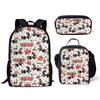 Classic Popular Funny Broken Flower Horse 3D Print 3pcs/Set Pupil School Bags Laptop Daypack Backpack Lunch Bag Pencil Case