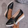 Scarpe da Donna con Tacco Alto a Punta Calzature Comode con Zeppa Scarpe da Ginnastica Retro da Donna con Piattaforma Spessa Antiscivolo