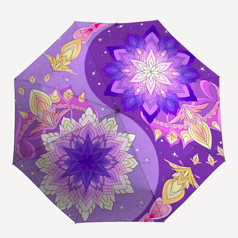 

1pc Floral Yin Yang Design Automatic Folding Umbrella - Portable Collapsible 8-Rib Umbrella for All Seasons yy251119218