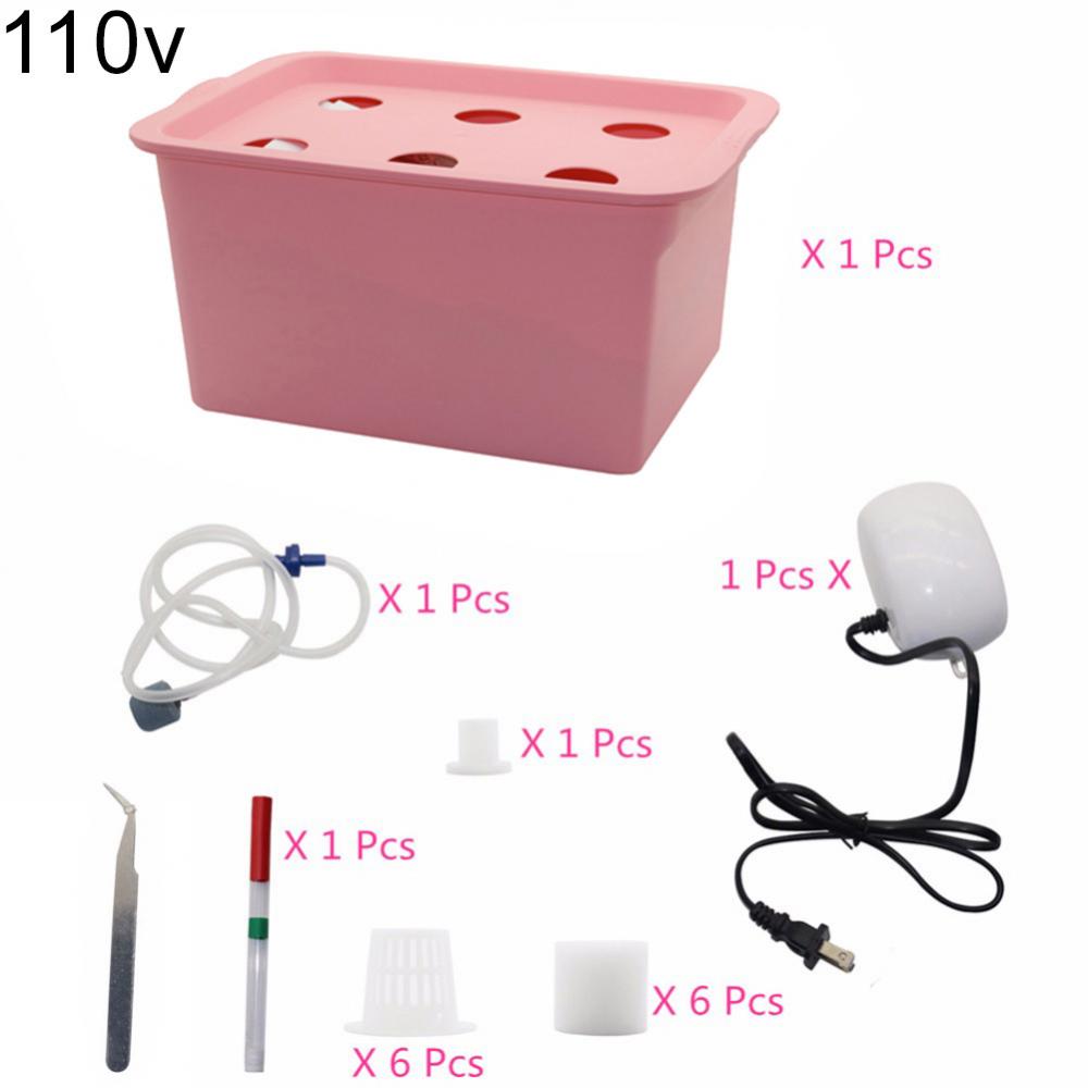 110/220V 6-Holes Static Plant Site Hydroponic Nursery Pot Growing Box Hydroponic Systems Kit Soilless Cultivation Box Indoor