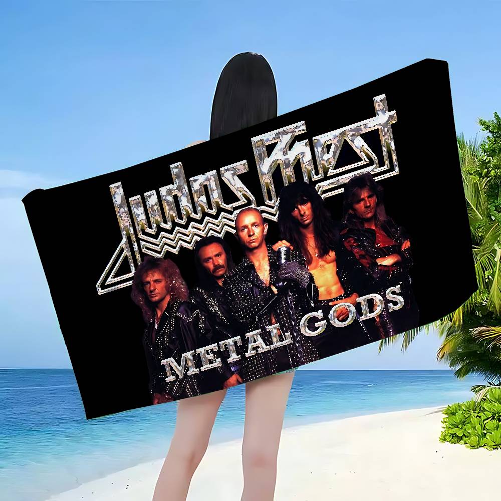 J-Judas P-Priest ROCK BAND Asciugamano da Bagno Microfibra Morbido Assorbente Traspirante Per Ragazza Bambini Decorativo Cartone Animato Asciugamano da Spiaggia