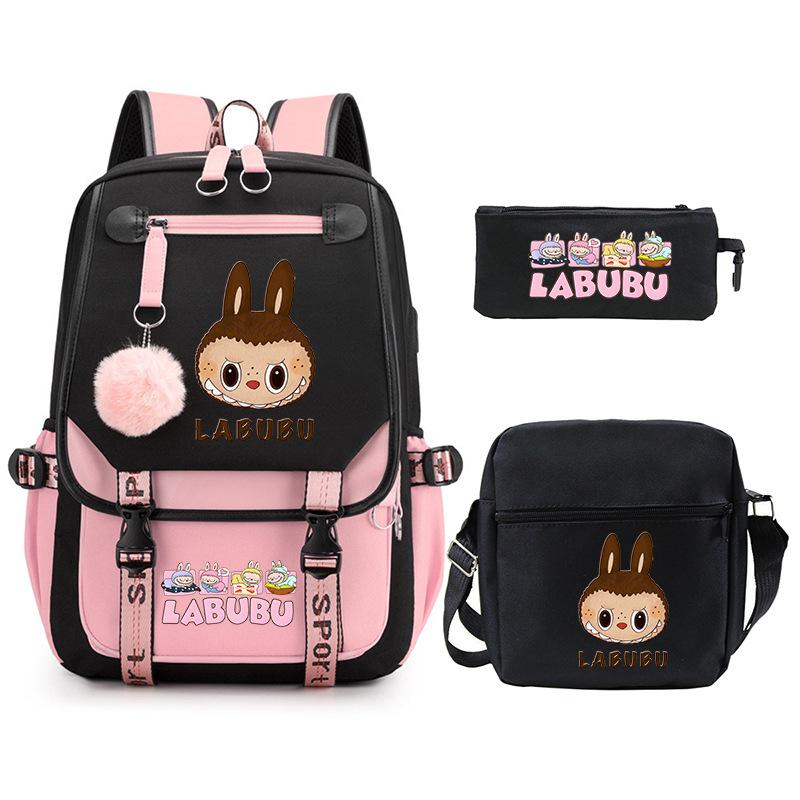 Cartoon Printed Children's Backpack Large Capacity Campus Trend Student Schoolbag Three-piece Set