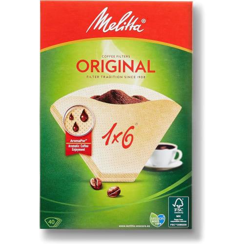 Melitta Coffee Filter Paper, 6-12 Cups, Original FSC Mix, 1x6, Natural Brown, 40 Sheets, PA-164B