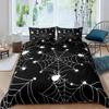 Spider Web Duvet Cover Set Halloween Spider Bedding Sets Boys Girls Black White Comforter Cover Trick or Treat Quilt Cover Set