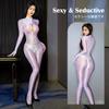 Sexy Oljeglansende Skinnende Bodysuit Kvinner Gjennomsiktig Åpen Kopp Jumpsuit Erotisk Undertøy Leotard Strømpebukser Voksne Sex Porno Kostyme