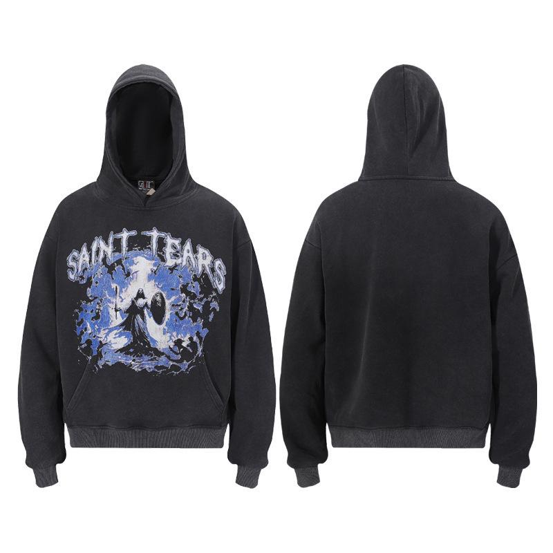 Unisex VTG High Street Saint Portrait Pattern Hoodie Sweatshirt