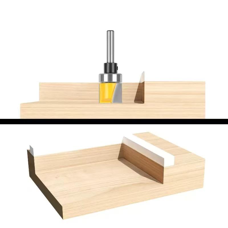 6mm shank Trim Router Bit - Bottom Cleaning 3/4"W X 1/4"H Woodworking cutter Tenon Cutter for Woodwork 1/4" Shank Template