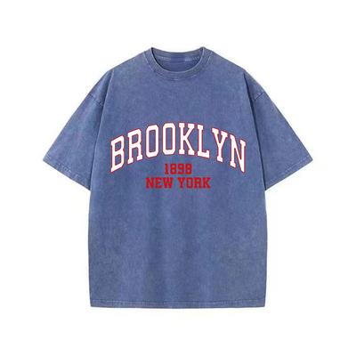 Retro Washed Vintage Brooklyn 1898 T-Shirt High Quality T Shirts Summer Oversized Short Sleeve Clothes Cotton Loose Street Tops