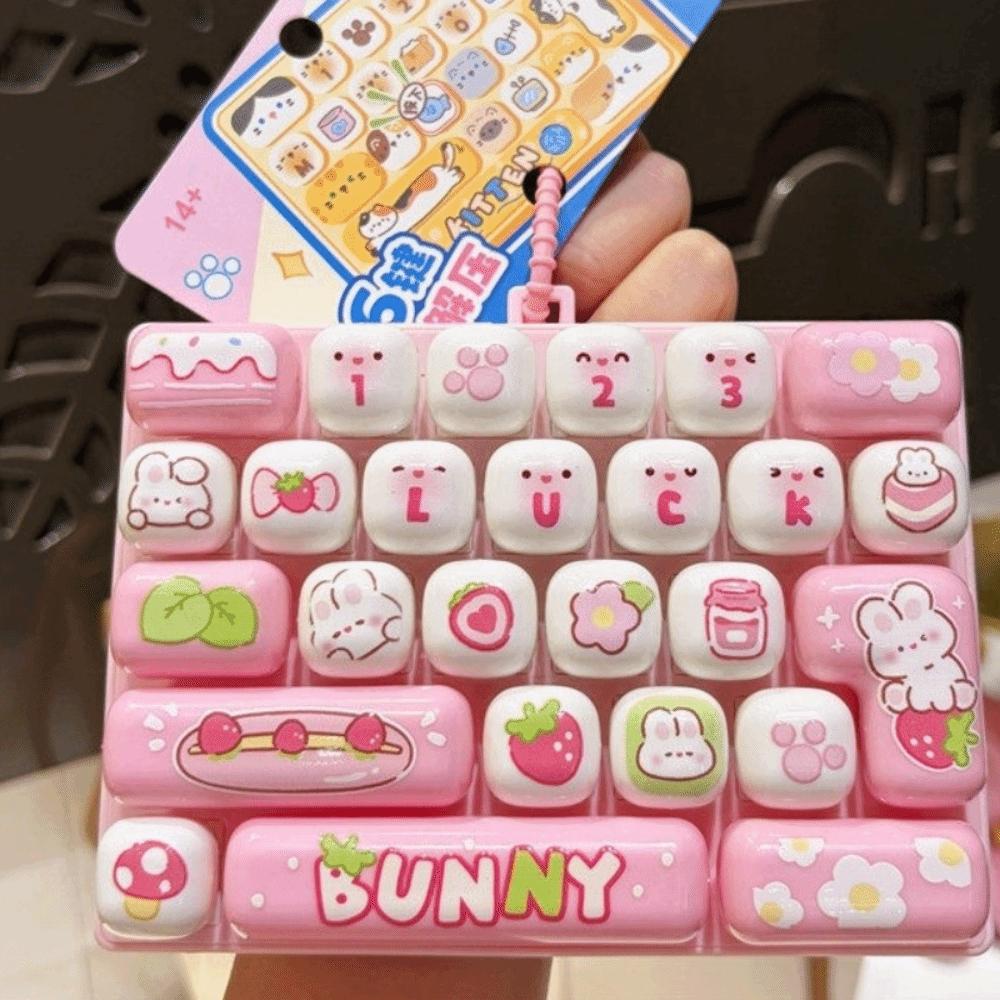 Cartoon Animal 26 Grids Keyboard Clicker Keychain Cute Fidget Bag Pendant Office