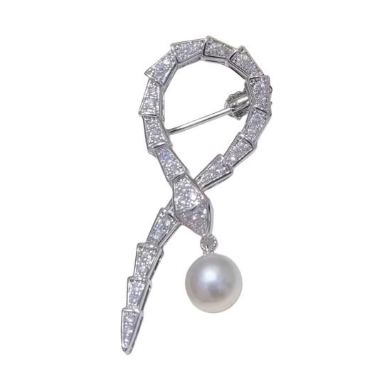 

Women Brooch Sparkling Rhinestone Inlaid Rattlesnake Shape Anti-Exposure Buckle Suits Shirts Sweaters Bags Badge Outfit Accessory серебряный