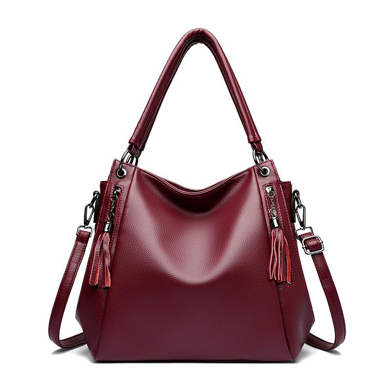 New lychee patterned commuter women s bag Fashion tassel shoulder bags briefcase Versatilelarge capacity women s handbag 29cm 28cm 2cm красный