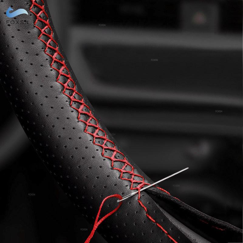 Car Steering Wheel Cover For BMW 3 5 Series E36 E46 E39 X3 E83 X5 E53 Perforated Microfiber Leather Braid W/ Needles & Threads
