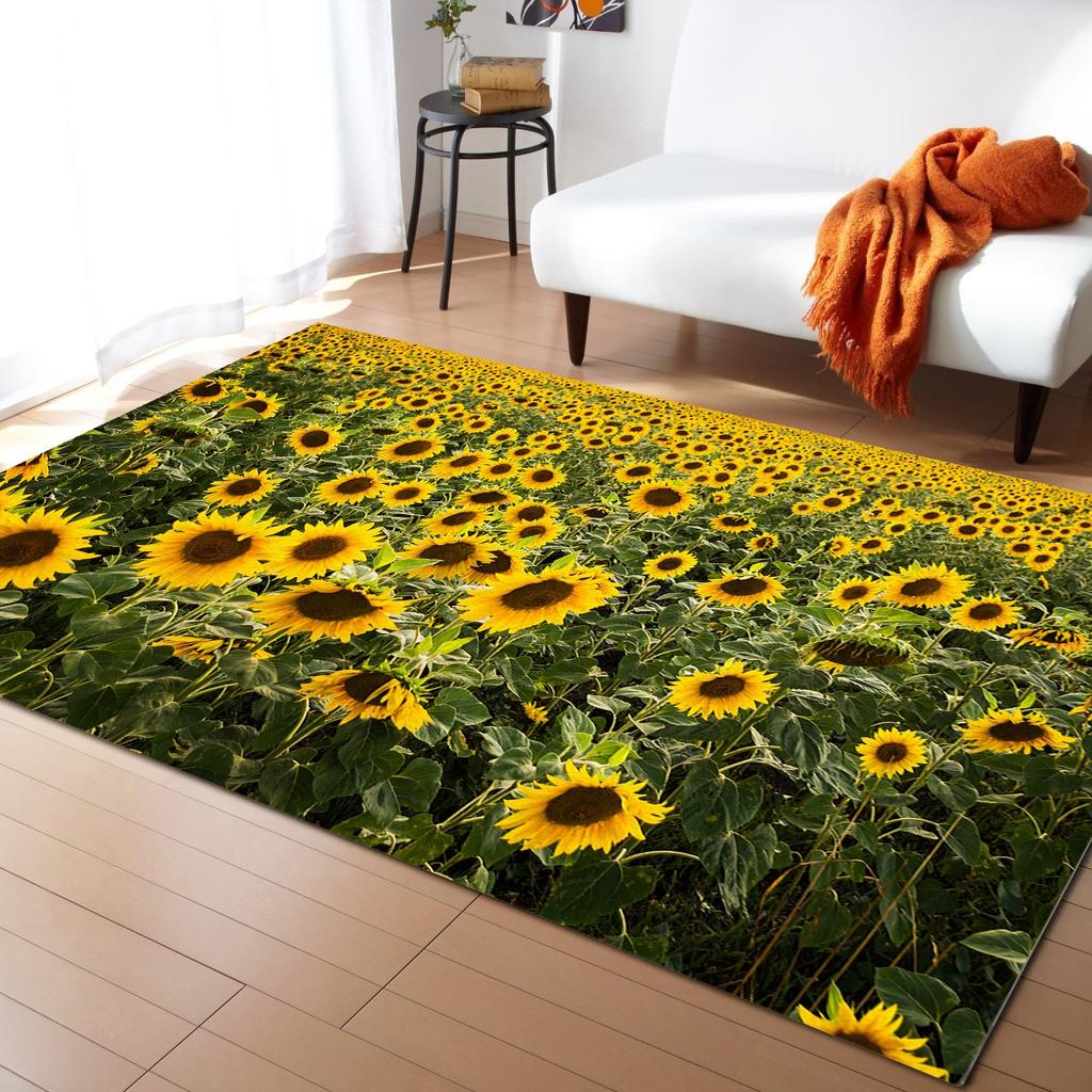 Positive Sunflower Large Carpet Rug for Home Living Room Bedroom Sofa Doormat Decor Kids Play Area Rug Carpet Non-slip Floor Mat