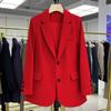 Mode Herbst Neue Blazerjacke Damen Lässig Taschen Langarmjacke Arbeitsanzug Mantel Büro Dame Einfarbig Schlank Schwarz Blazer