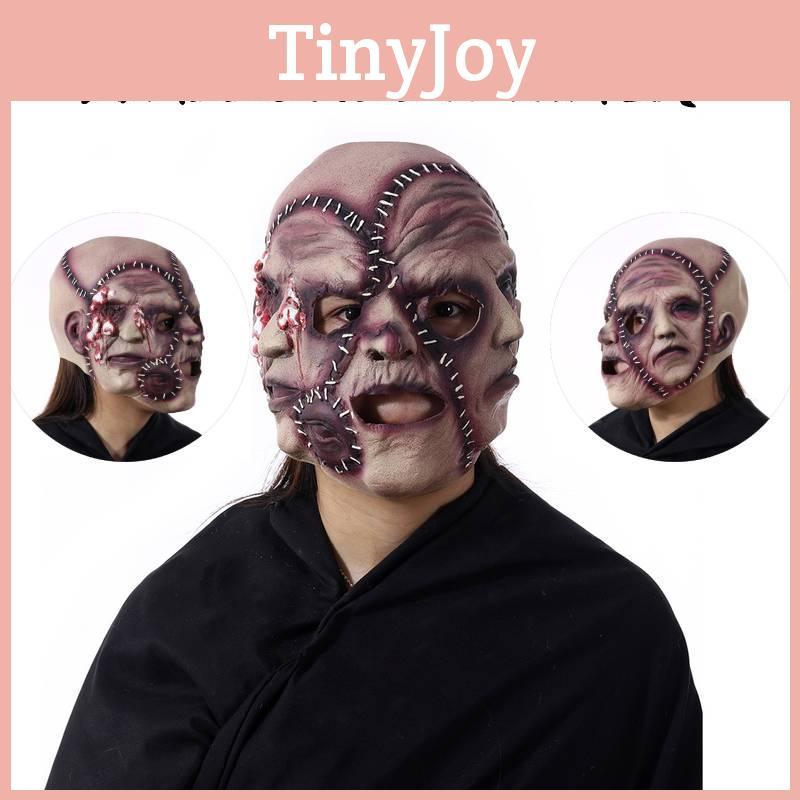 Halloween Party Latex Three-faced Ghost Mask Realistic Horror Facial Head Cover