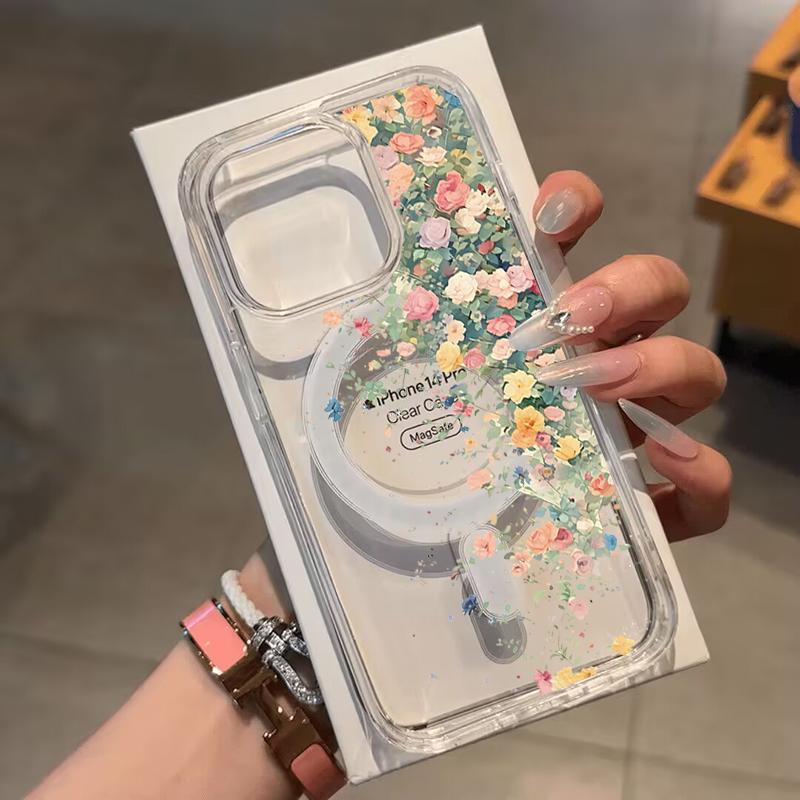 For Magsafe Colorful Flower Phone Case For Iphone 17 Air 16 15 13 12 11 Pro Max 16E Mini 14 Plus Magnetic Wireless Charge Cover
