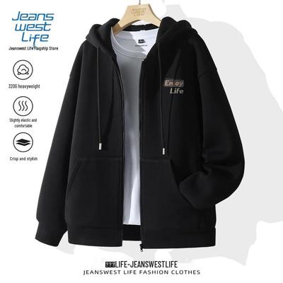 JEANSWEST LIFE Men's Letter Print Zip-Up Jacket