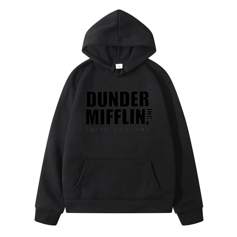 DUNDER MIFFLIN Letter Printed Men Women's Hoodie Autumn Winter Pure Cotton Fashion Casual Long Sleeve Oversized Harajuku Tops