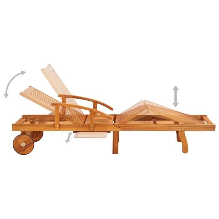 VidaXL Chaise longue de jardin avec table et coussin Bois d'acacia 3061630