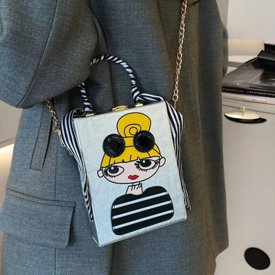 Version coréenne de ins sac boîte personnalisé pour femme en PU à contraste de couleur 25 nouveau sac à bandoulière petit et frais pour femme