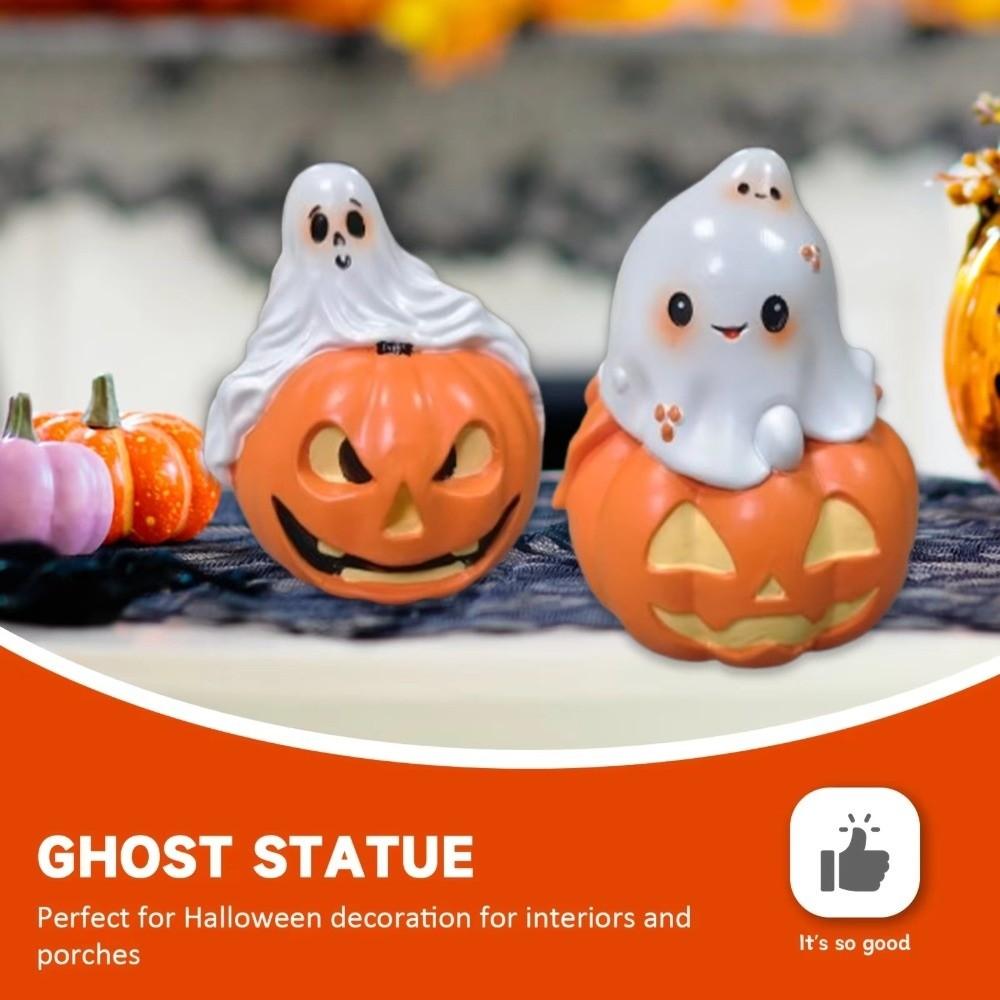 Spooky Pumpkin Halloween Ghost Statue Creative Holding Pumpkin Ghost  Halloween