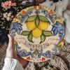 2D Lemon Art Round Aluminum Sign 7.8 Inch Mediterranean Home Kitchen Cafe Wall Decor Plate