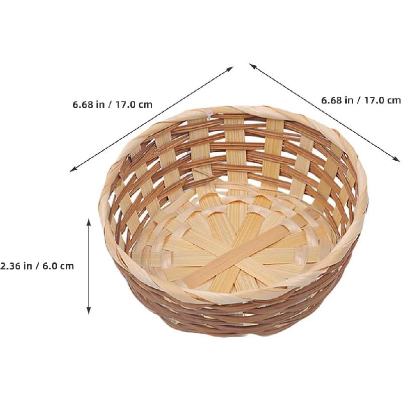 5pcs Bamboo Fruit Basket Wicker Basket Hamper Wicker Storage Storage s s Bread Bamboo Woven Empty Fruit Tray Home Manual