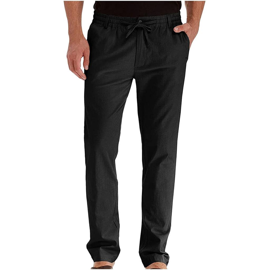 Macacão masculino com cordão, calças casuais com vários bolsos, calças de caminhada, calças de sarja de algodão