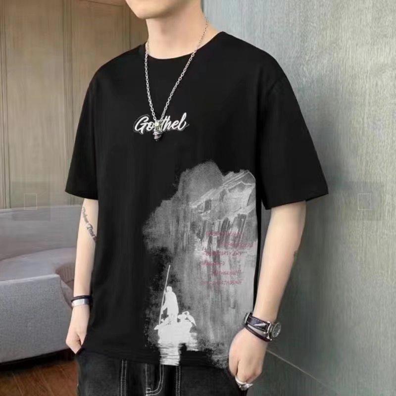 Men's 2024 Short Sleeve Loose Crew Neck T-shirt - Hong Kong Style Summer Trend