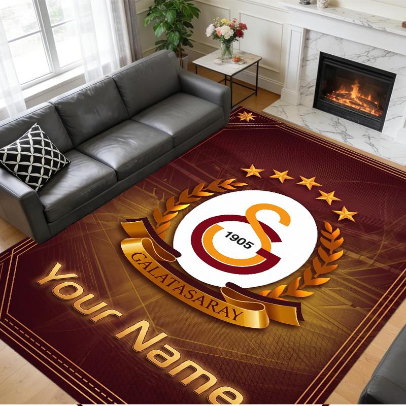 Crystal Velvet Rug Custom Name Text, Soft Non Slip Floor Mat Home DecorGalatasaray FC