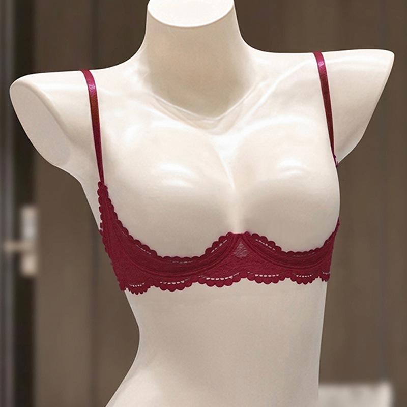 European & American Sexy See-Through Lace Bra - Anti-Sagging, Thin Design for a Flattering Fit