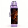 1PC Black Spotted Leopard Animal Print 750ml Color Plastic Sports Water Bottle Leakproof Flip Straw Lid Suitable for Sports Office Home Use