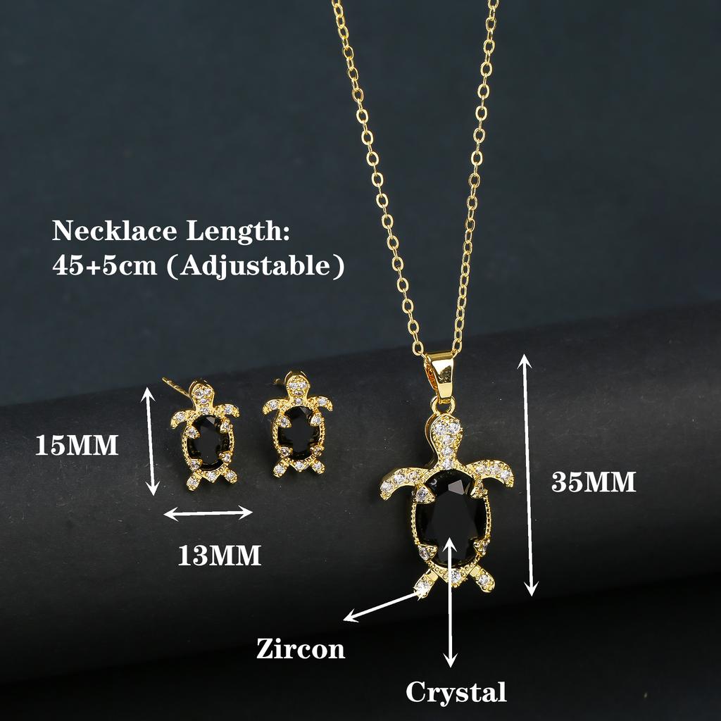 Light Luxury Crystal Zirconia Sea Turtle Necklace Fashion Animal Pendant Choker Daily Jewelry Party Gifts For Women Girls