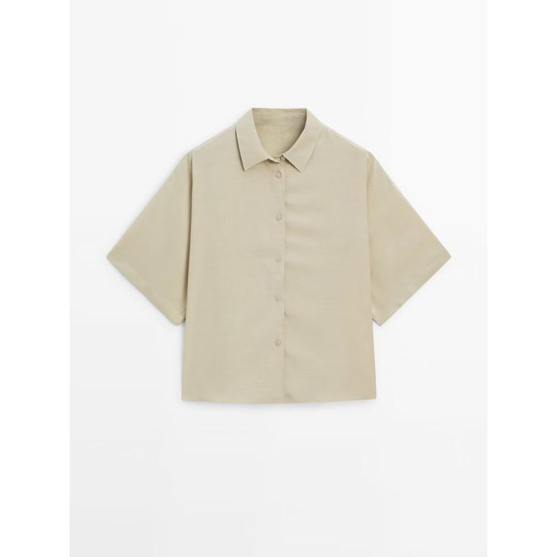 Za2024 Summer New Product Women's Clothes French Style Retro Work Clothing Elegant Lapel Short Sleeve Shirt 05115577 700