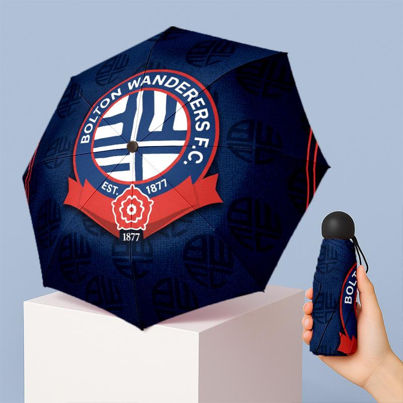 Bolton Wanderers FC Mini 5 Fold Pocket Umbrella Compact Lightweight Anti UV Rain Sun Protection Umbrella Portable Travel Umbrella
