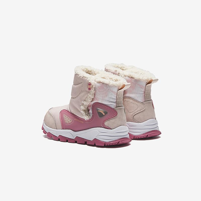 Anta Kids Trendy Fashion Thickened Warm Wear-Resistant Non-Slip High-Top Casual Shoes Kids Casual Shoes Lotus-Gray Raspberry-Pink A22449942-2