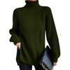 Women's Fashion Casual Fall Winter Solid Color Print Long Sleeve High Neck Sweaters