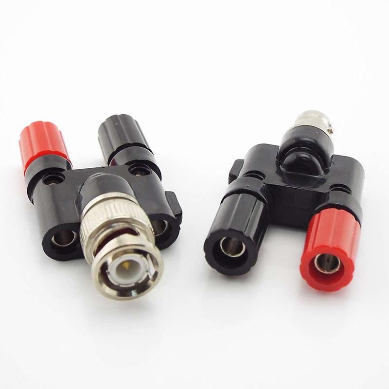 BNC Male Female To Dual 4mm Banana Jack Coaxial  Binding Post Cable Video Socket Connector for CCTV Electronic Aviation