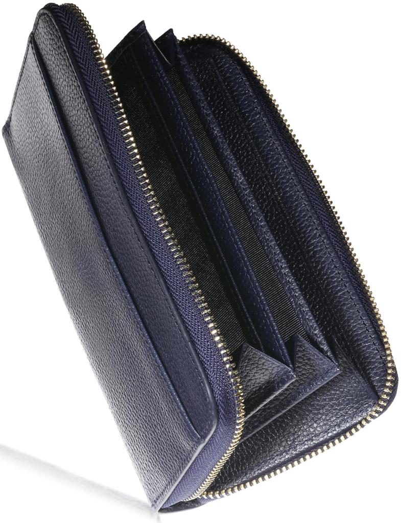 Long Genuine 14 Card Vertical Skimming Large Compact Shrink Leather Nova SW6 [BLUE SINCERE] Men's Wallet, Leather, Slots, Storage, Prevention,